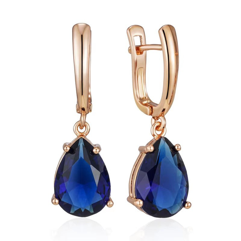 European And American Trendy Earrings Women's Diamond Personality 585 Rose Gold