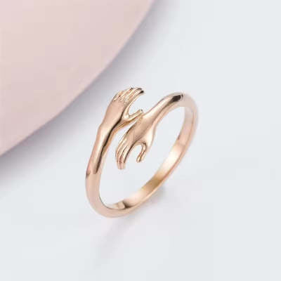 Alloy Simple Hands Hug Ring Opening Adjustable Jewelry - Ocean Vault