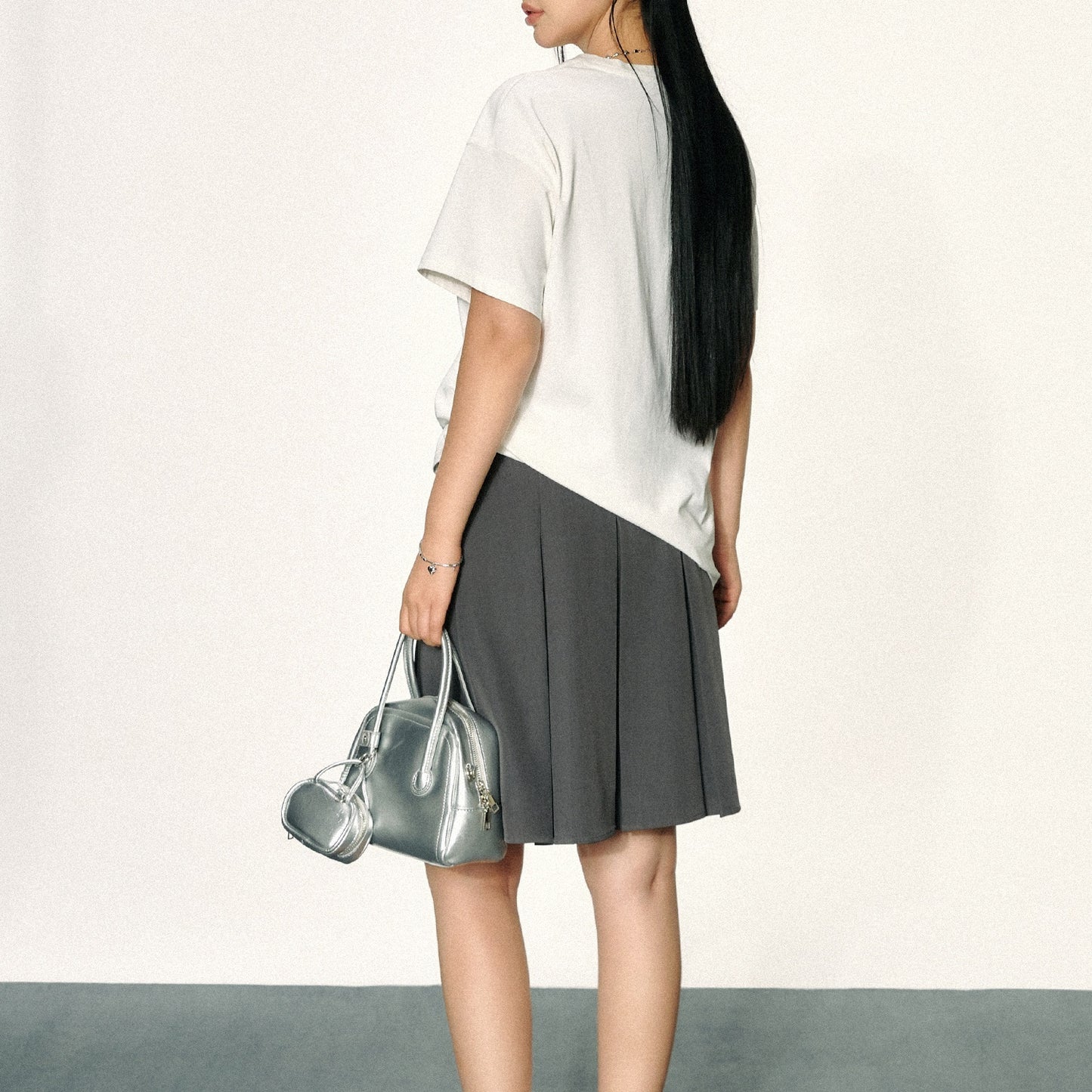 Courtyard Quick Color Drawstring Pleated A- Line Dress Size Half-length Dress Skirt