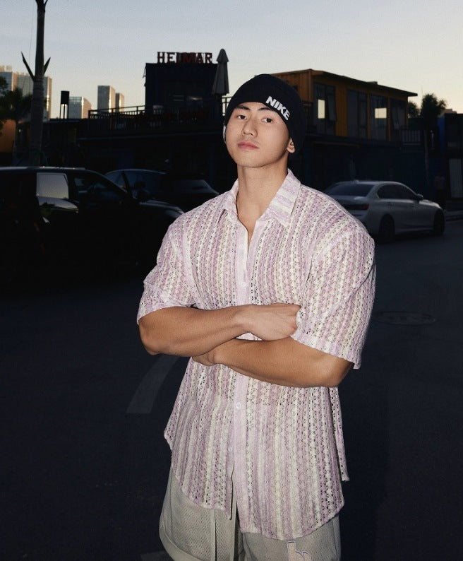 French Retro Hollow Short Sleeve Shirt