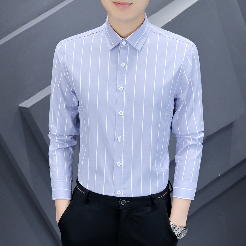 Summer Men's Casual Long-sleeved Striped Shirt