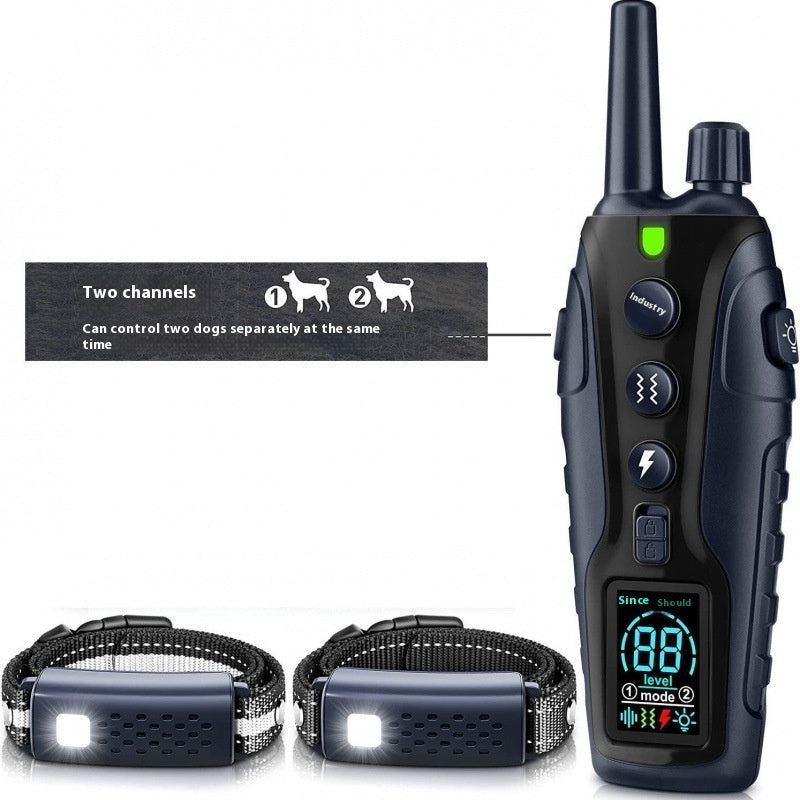 Color Screen Dog Trainer Super Long Remote Control Waterproof Dual Power Display Electric Shock Collar