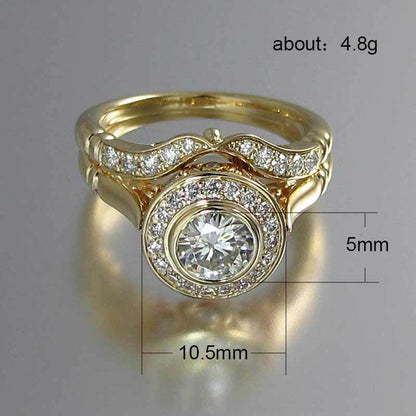 Gold Exquisite Micro-inlaid Ring Set