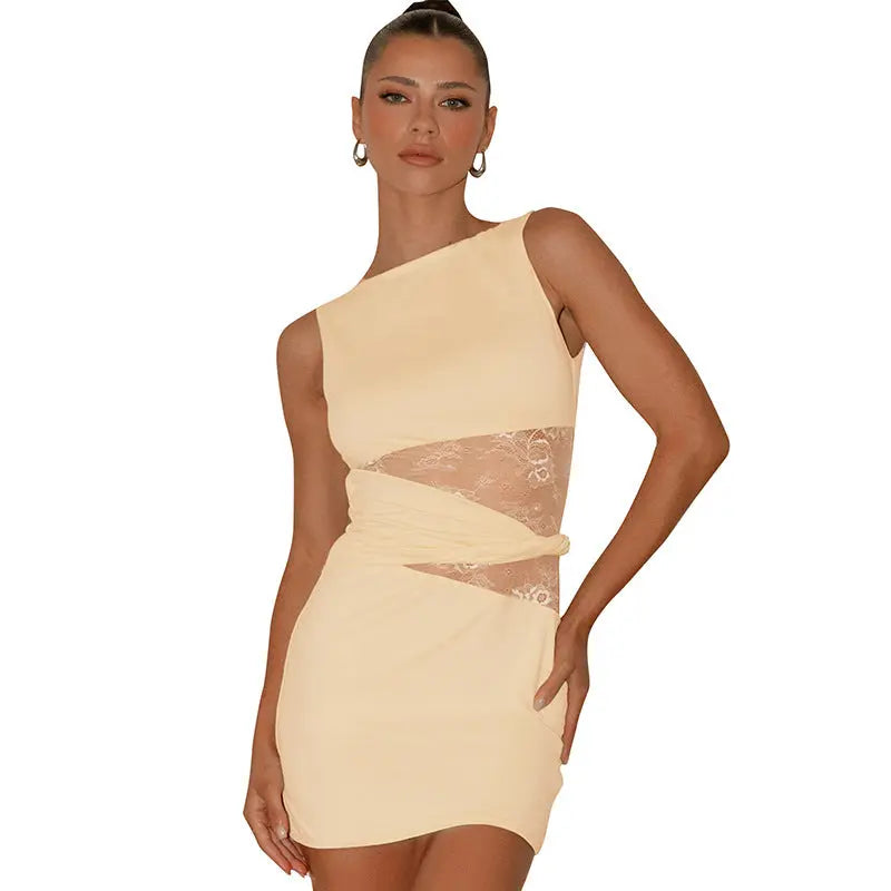 Women's Slim-fit Sheath Sleeveless Turtleneck Dress - Ocean Vault