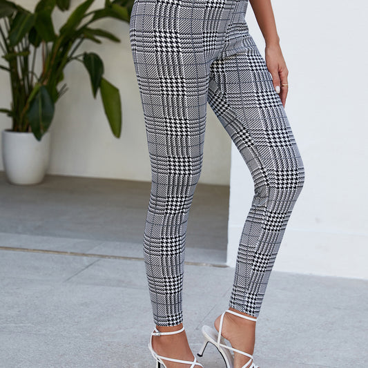 Women's Fashion All-match Skinny Slimming Stretch Quick-drying Checked Harem Pants