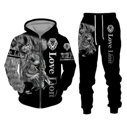 3D Printing Men's Zipper Sweater Suit Sportswear