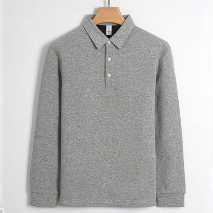 Fleece-lined Thickened Cotton Stretch Keep Warm Polo Shirt Men