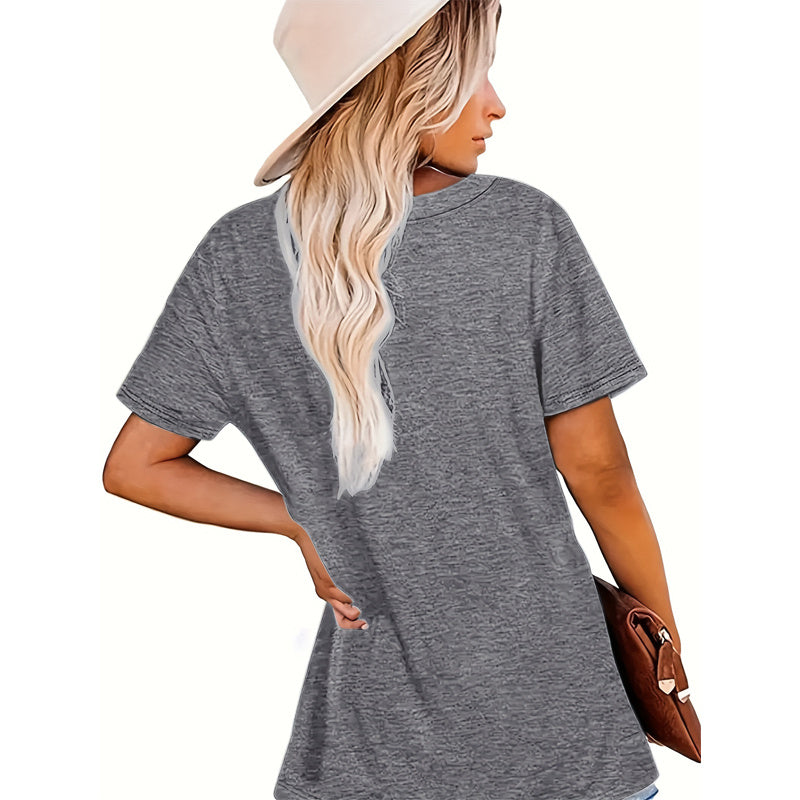 Women's Short Sleeve Round Neck T-Shirt - Colorful Sunflower Print Summer Casual Top