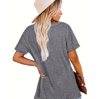 Women's Short Sleeve Round Neck T-Shirt - Colorful Sunflower Print Summer Casual Top