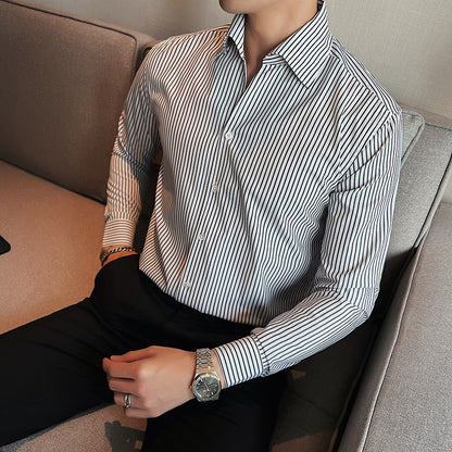 Men's Large V Non-ironing Striped Shirt