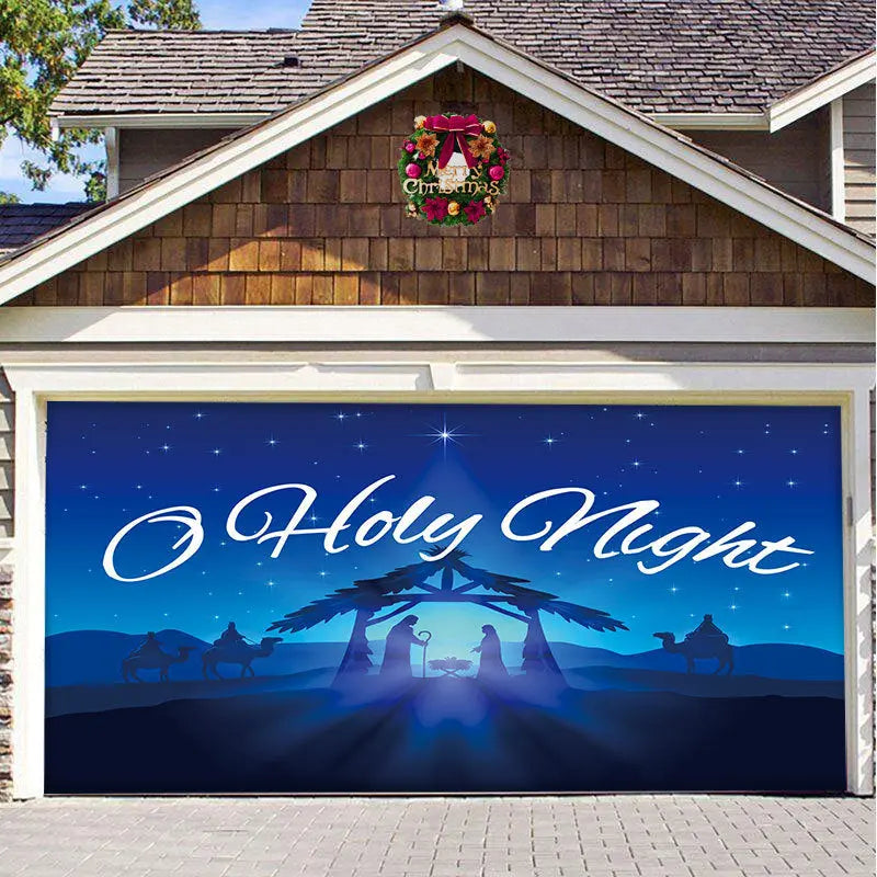 Christmas Background Hanging Cloth Garage Door Patch Holiday Party - Ocean Vault