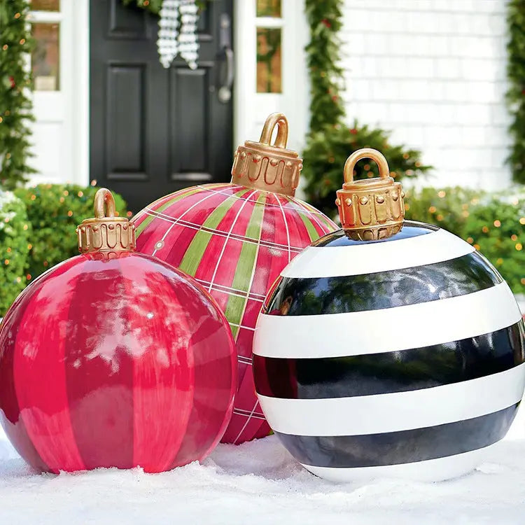 Christmas Ornament Ball Outdoor Pvc 60CM Inflatable Decorated Ball PVC Giant Big Large Balls Xmas Tree Decorations Toy Ball - Ocean Vault