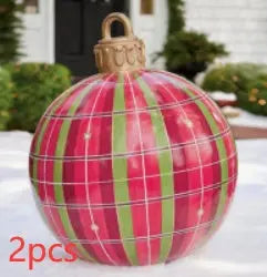 Christmas Ornament Ball Outdoor Pvc 60CM Inflatable Decorated Ball PVC Giant Big Large Balls Xmas Tree Decorations Toy Ball - Ocean Vault