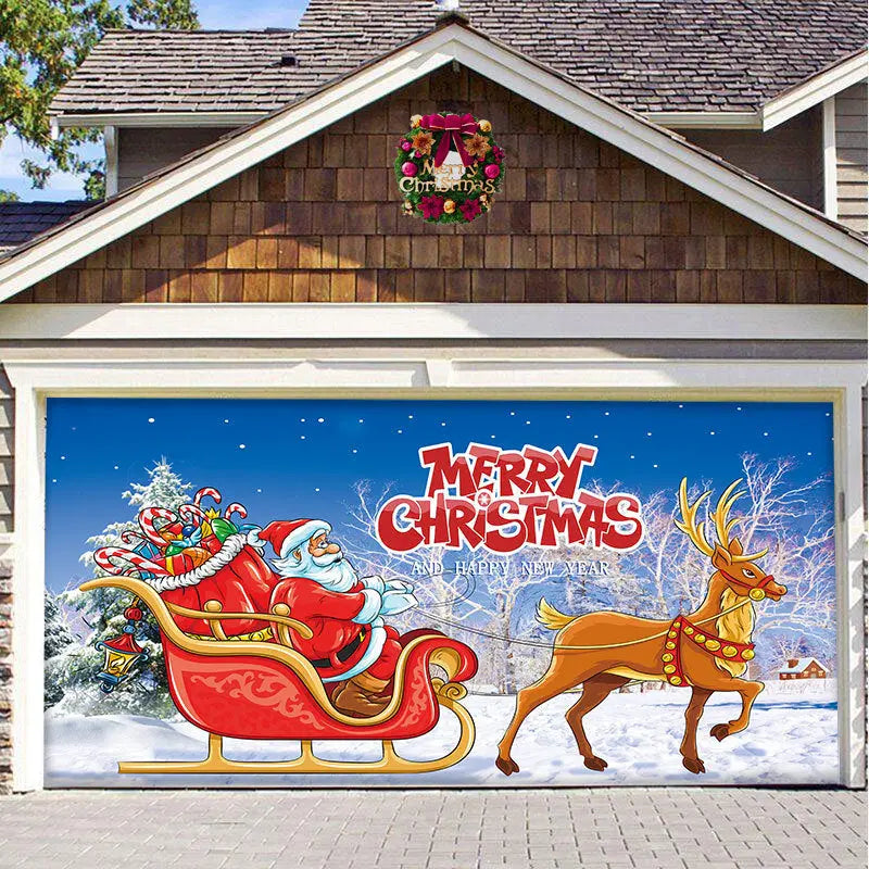 Christmas Background Hanging Cloth Garage Door Patch Holiday Party - Ocean Vault