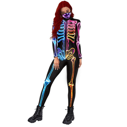 Fluorescent Skeleton Print Ladies Coveralls