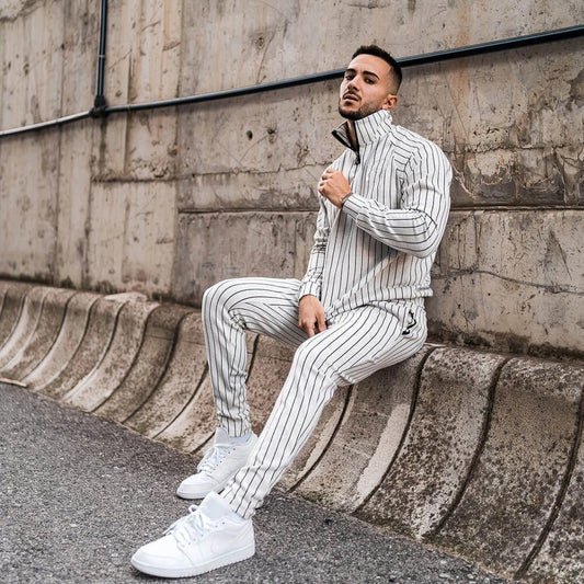 Striped Leisure Sports Running Two-Piece Suit