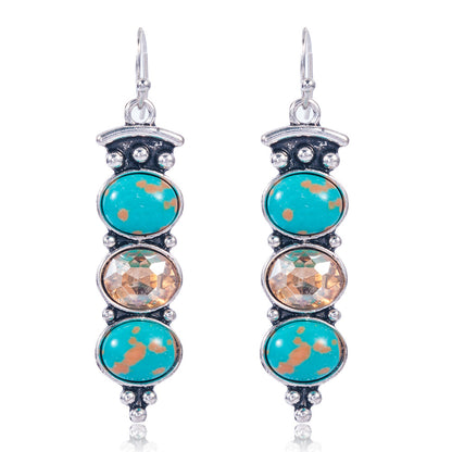 Fashion Creative Plated S925 Vintage Thai Silver Turquoise Earrings