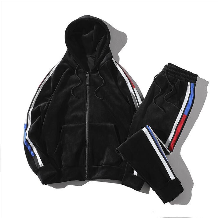 Men's Gold Velvet Two-Piece Sportswear