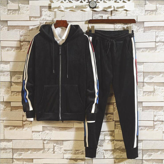Men's Gold Velvet Two-Piece Sportswear
