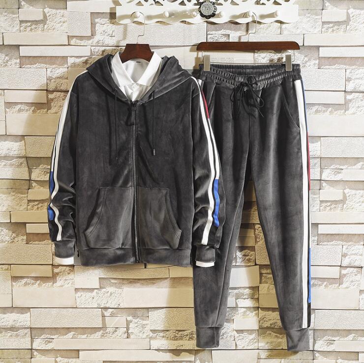 Men's Gold Velvet Two-Piece Sportswear