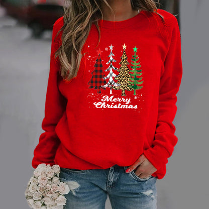 Pattern Printing Long Sleeve Crew Neck Sweater Female