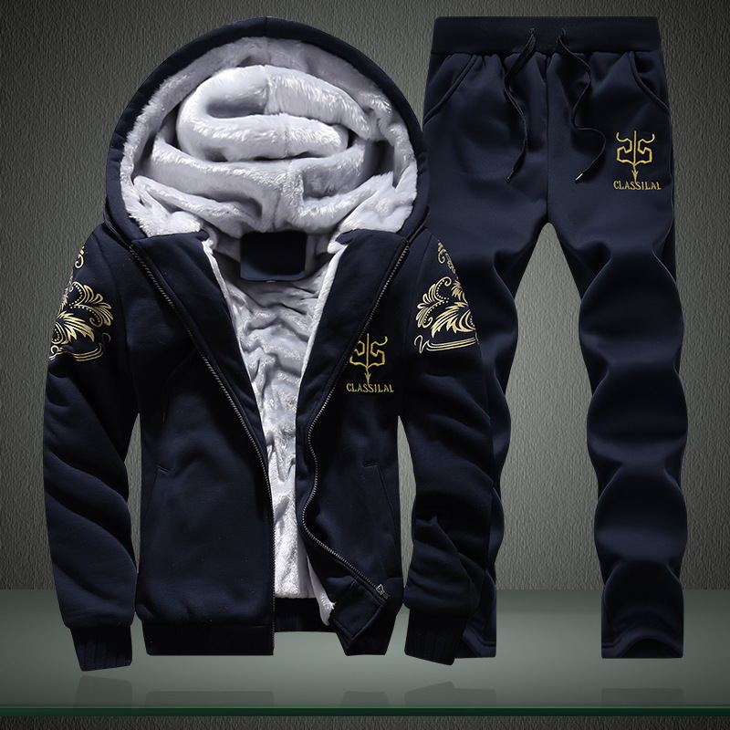 Winter warm sweater men's jacket trousers sportswear