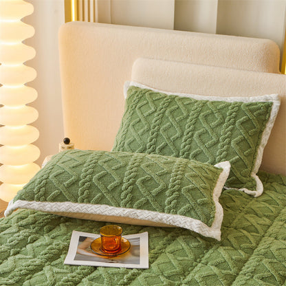 Winter Thicken Thermal Corn Velvet Milk Fiber Quilted Fitted Sheet Fully Surrounded Mattress Non-slip Mattress