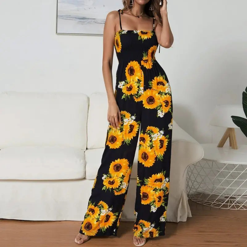 Sling Sexy Bind Printing Jumpsuits Women Overalls - Ocean Vault