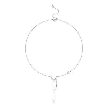Temperament Simple Star And Moon Pendant Necklace Female Tide Niche Light Luxury Korean Personality Clavicle Chain
