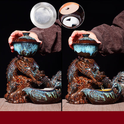 Kiln Stone Mill Lazy Anti-scalding Semi-gilt Silver Tea Set