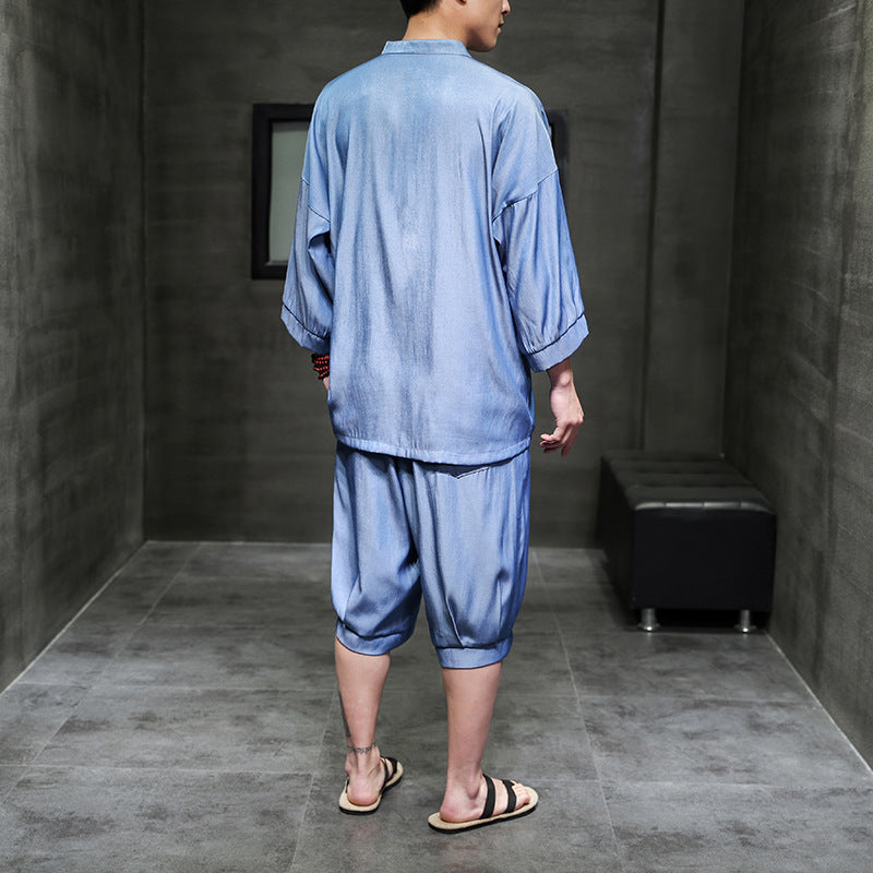 Lce Silk Short-sleeved Shorts Suit