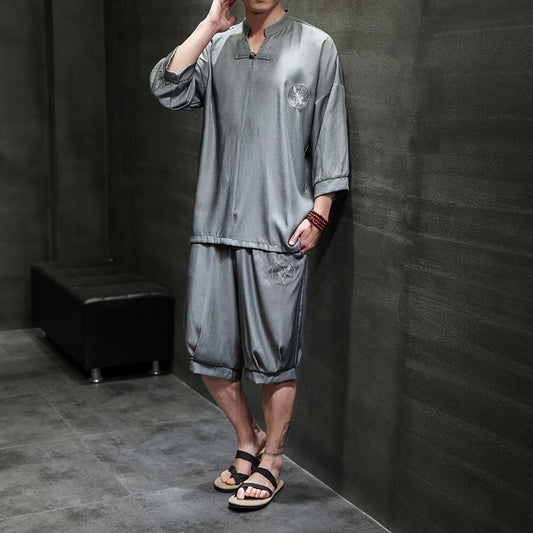 Lce Silk Short-sleeved Shorts Suit