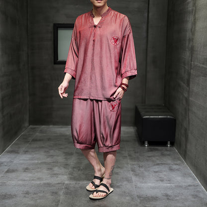 Lce Silk Short-sleeved Shorts Suit