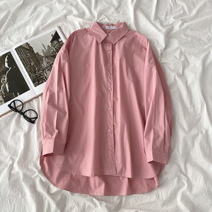 Shirt Black All-Match Student Loose Long Sleeves And Wear White Shirts For Women