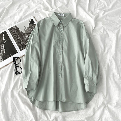Shirt Black All-Match Student Loose Long Sleeves And Wear White Shirts For Women