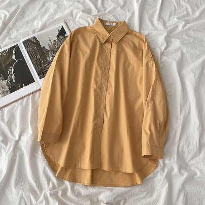 Shirt Black All-Match Student Loose Long Sleeves And Wear White Shirts For Women