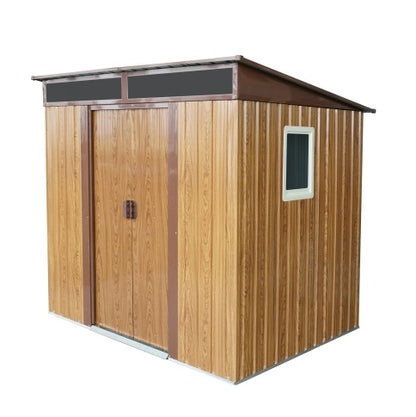 6ft  5ft Outdoor Metal Storage Shed With Window And Transparent Plate For Garden, Lawn