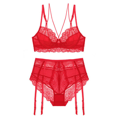 Bra high waist garter panties underwear set