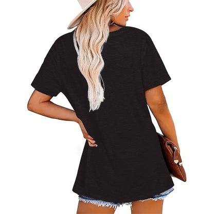 Women's Owl & Heart Print Round Neck T-Shirt Cute Casual Spring Summer Graphic Tee