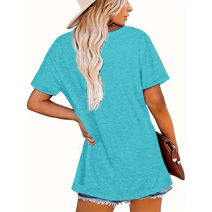 Women's Two Dragonflies Print Short Sleeve T-Shirt Casual Crew Neck Spring Summer Top