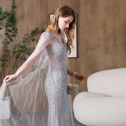 Evening Dress Banquet Slimming Fishtail Host Evening Dress - Ocean Vault