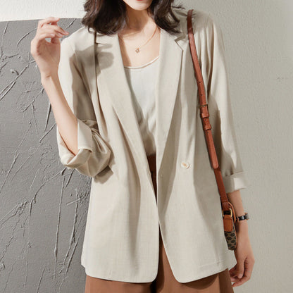 Thin Style In Beige Sun-proof All-matching Loose Breathable Suit Top