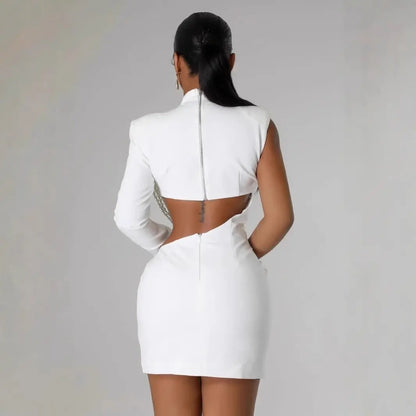 Women's Slim-fit One-shoulder Sheath Dress - Ocean Vault