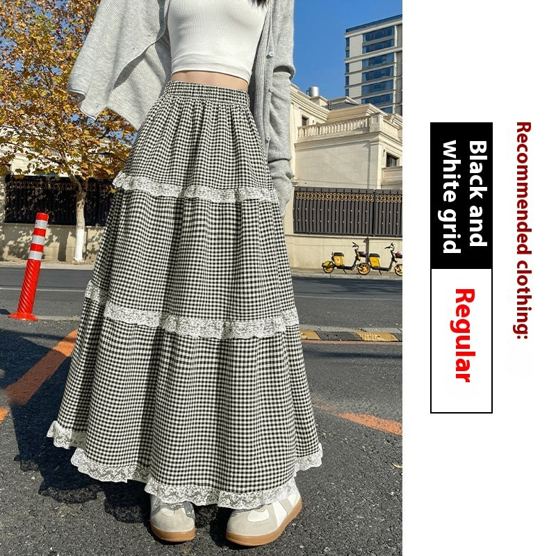 High Waist Slimming A- Line Large Skirt Half-length