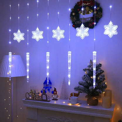 Christmas Decorative Lights Icicle Snowflake Shaped Light String - Ocean Vault
