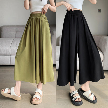 Korean Style Elastic Waistband Women's Straight Loose Pants