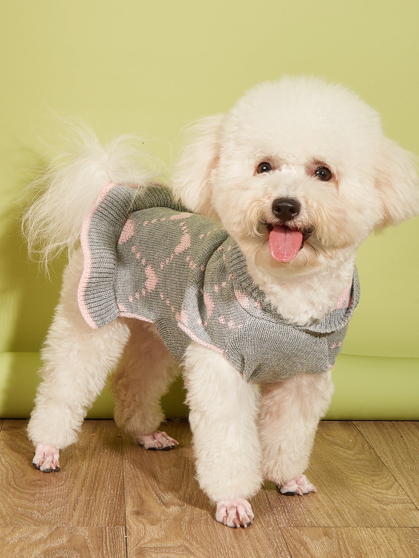 Small Dog Sweater Hoodies Dress Winter Knit Cute Clothing Heart Puppy Clothes For Dogs Cats Soft Warm Pet Outfits With Leash Hole