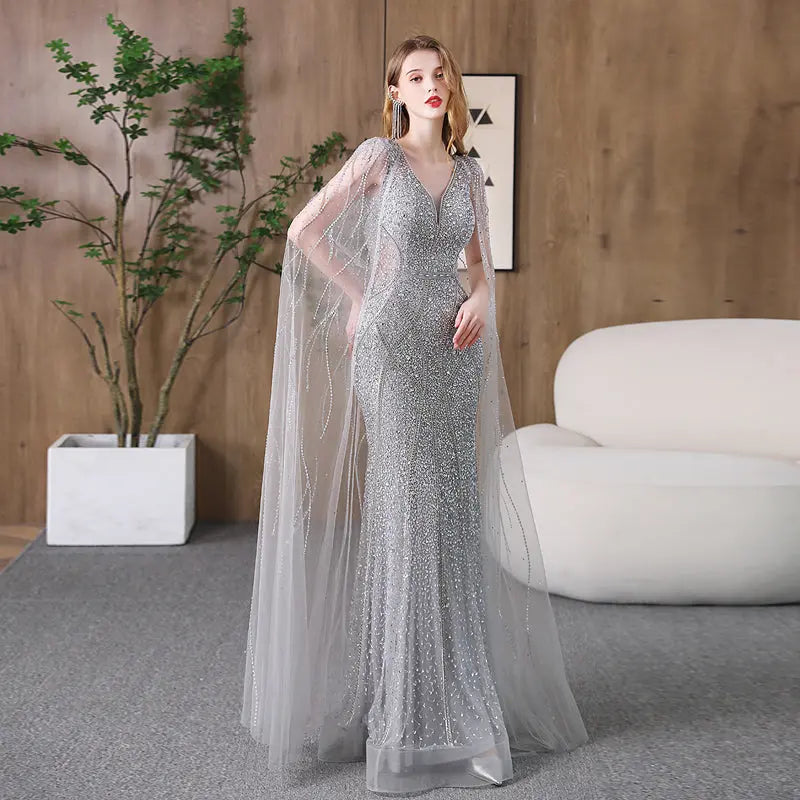 Evening Dress Banquet Slimming Fishtail Host Evening Dress - Ocean Vault