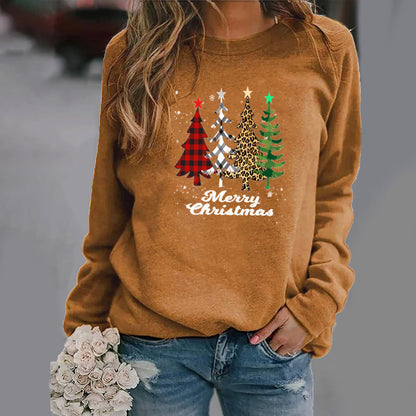 Pattern Printing Long Sleeve Crew Neck Sweater Female
