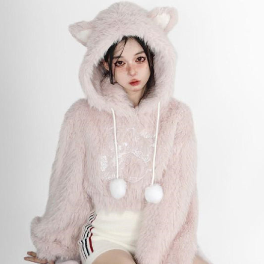 Women's Fashion Cat Short Fur Ball Sweater